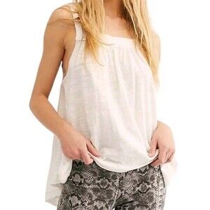 We The Free People Good For You Slub Tank Top Small White Beachy